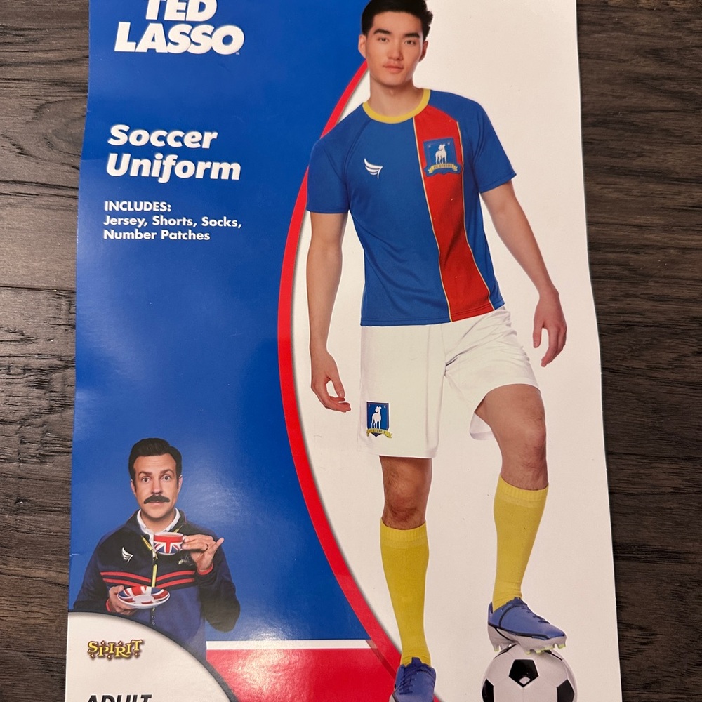 Spirit Ted Lasso Soccer Uniform with Blue and Red Jersey